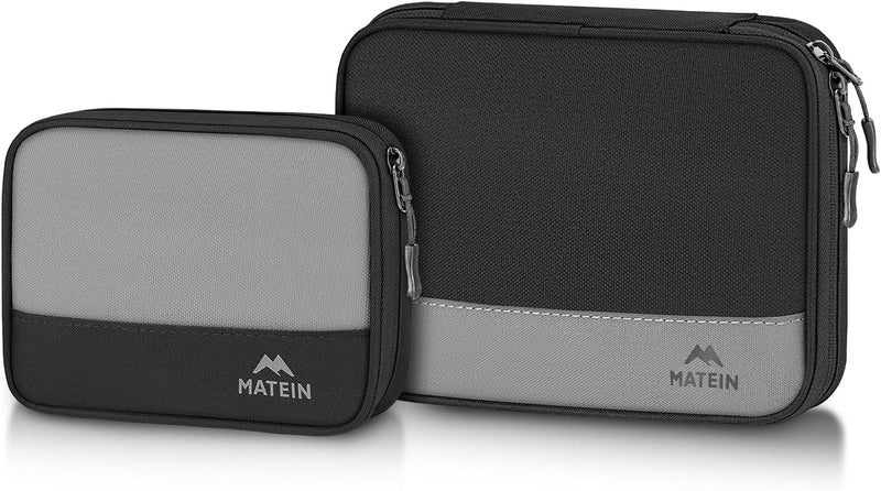 MATEIN Cord Organizer Travel Case 2 Pack, Water Resistant Tech Organizer Pouch for Small Electronic Accessories, Portable Electronics Case Carrying Bag for Cable, Changer, Earphone & Power Bank - Image 1